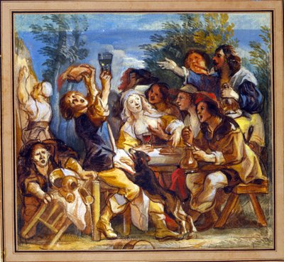 Eine Party trinkt vor einem Gasthaus von Jacob Jordaens
